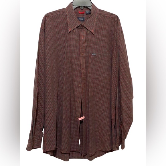 IZOD Men’s Plaid Cotton LS Shirt Sz XL - Picture 2 of 5